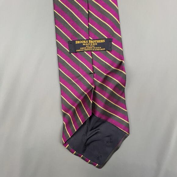 Brooks Brothers Silk Tie | Purple Gold Ribbed London USA Made - Picture 5 of 7